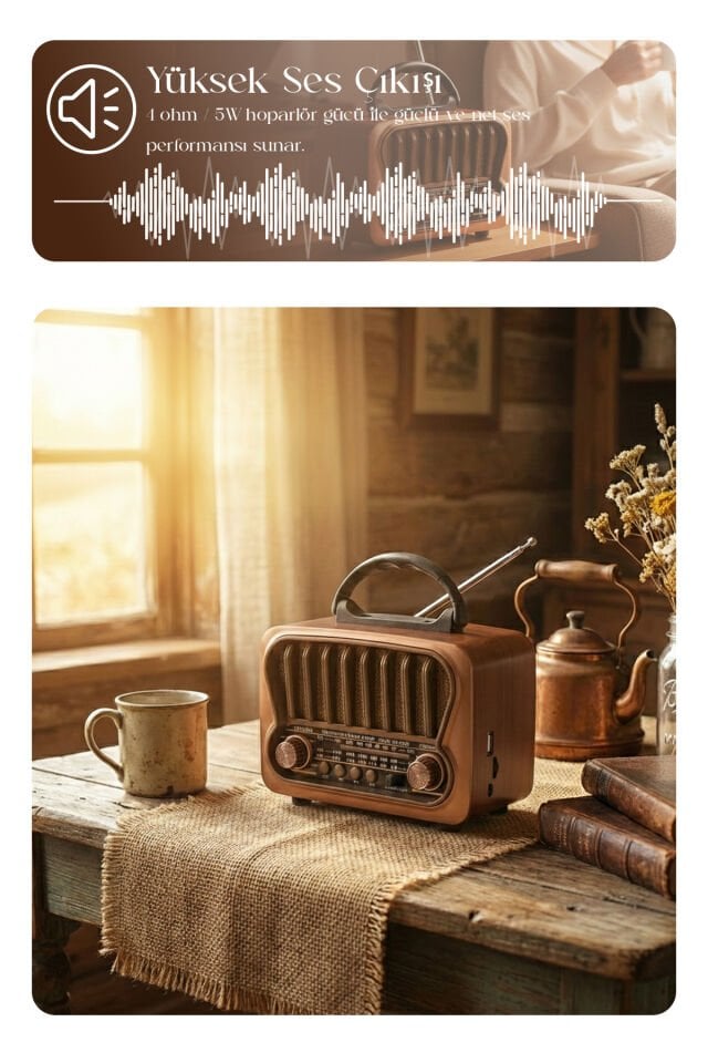 Taşınabilir FM/AM/SW Bluetooth Nostaljik Speaker