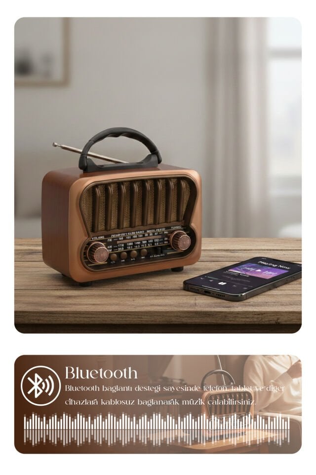 Taşınabilir FM/AM/SW Bluetooth Nostaljik Speaker