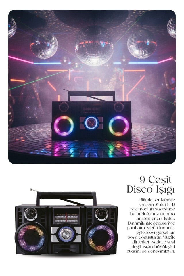Dinamik Renkli Aydınlatmalı Nostaljik Speaker