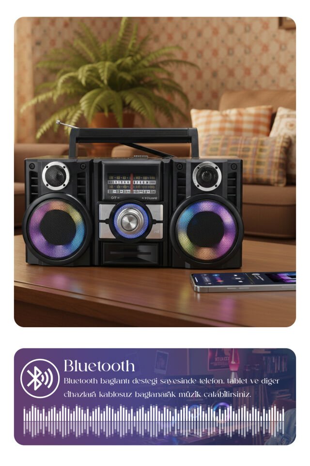 Dinamik Renkli Aydınlatmalı Nostaljik Speaker