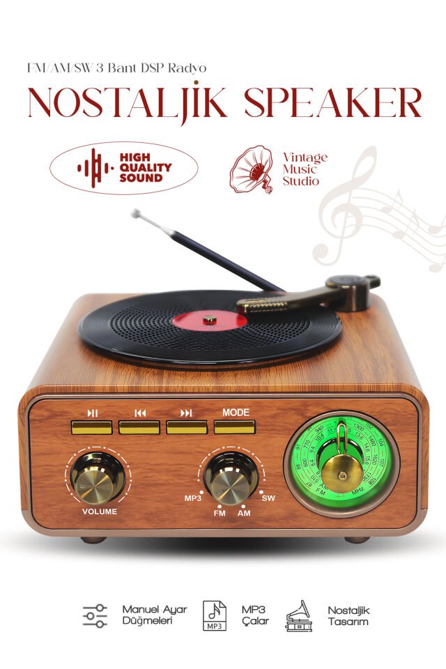 Taşınabilir FM/AM/SW Bluetooth Nostaljik Speaker