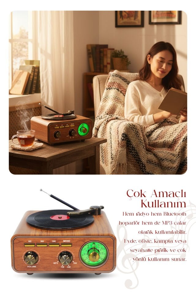 Taşınabilir FM/AM/SW Bluetooth Nostaljik Speaker