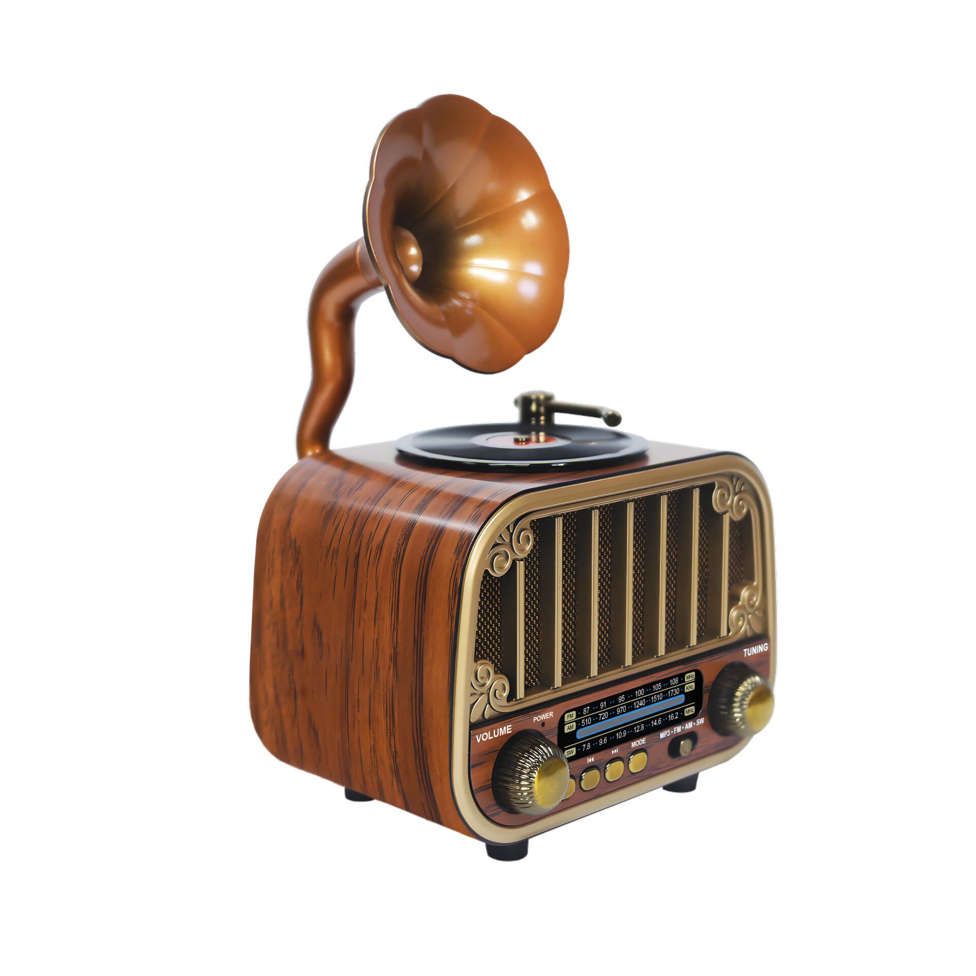 Gramofon Görünümlü Bluetooth Nostaljik Speaker