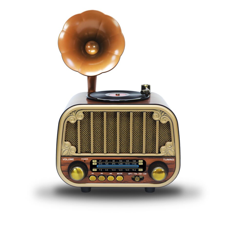 Gramofon Görünümlü Bluetooth Nostaljik Speaker