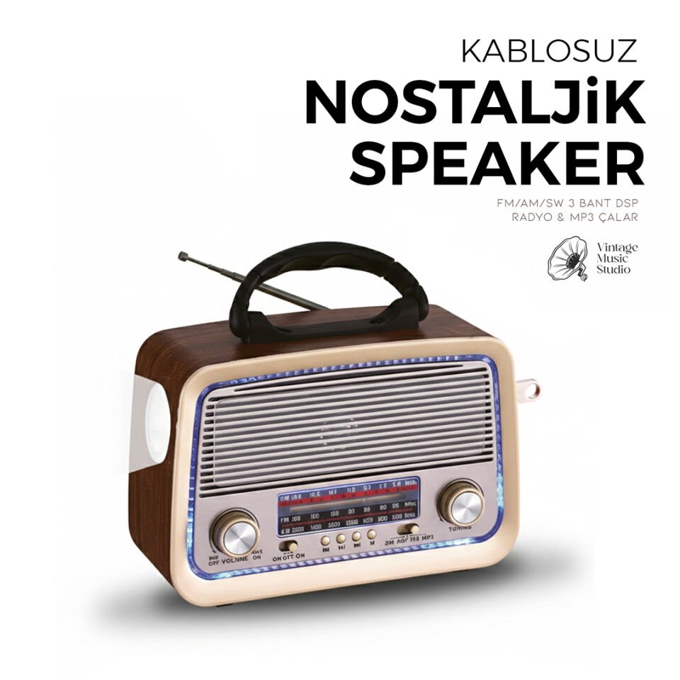 Taşınabilir FM/AM/SW Bluetooth Nostaljik Speaker