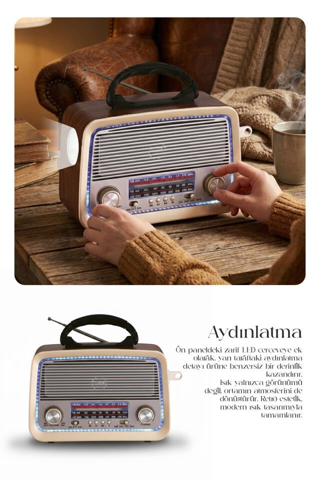 Taşınabilir FM/AM/SW Bluetooth Nostaljik Speaker