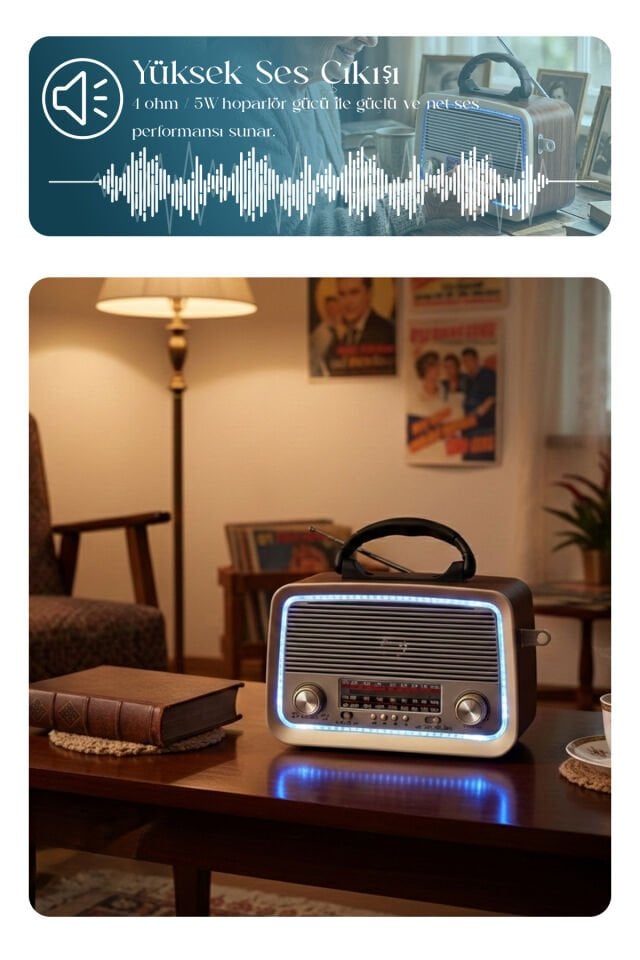 Taşınabilir FM/AM/SW Bluetooth Nostaljik Speaker