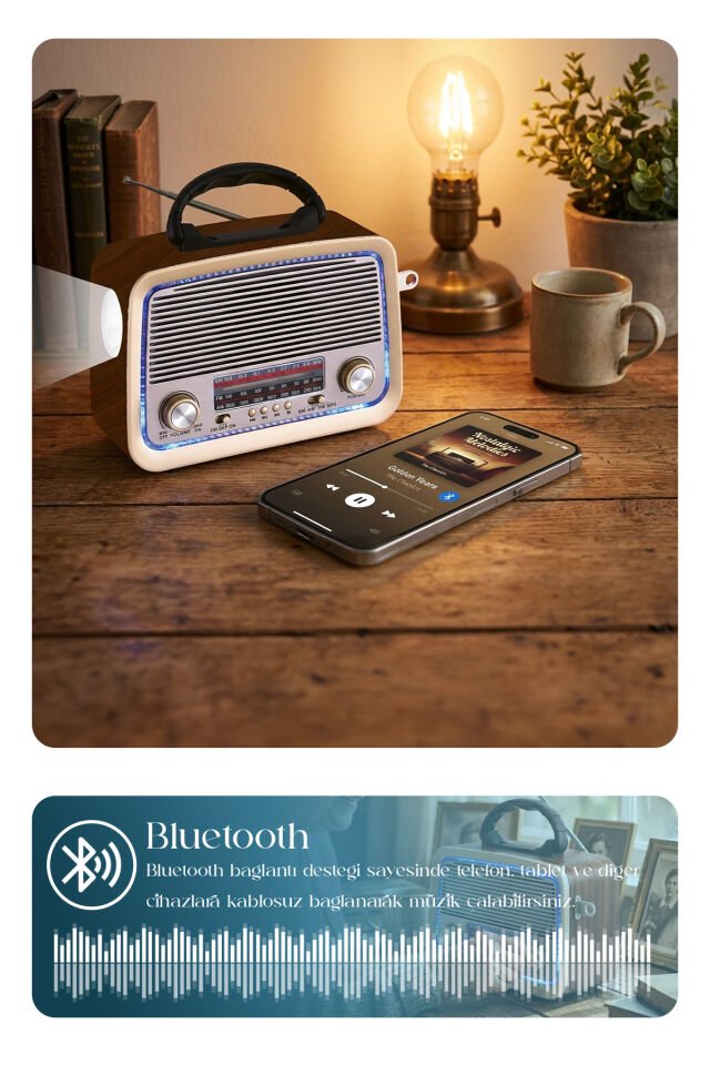 Taşınabilir FM/AM/SW Bluetooth Nostaljik Speaker