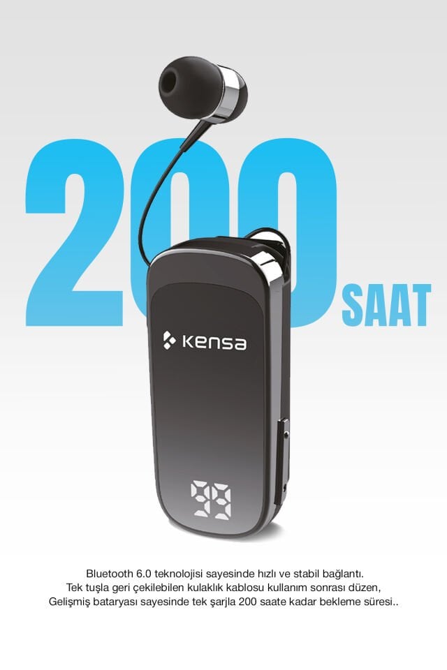 Makaralı Bluetooth Kulaklık Gri