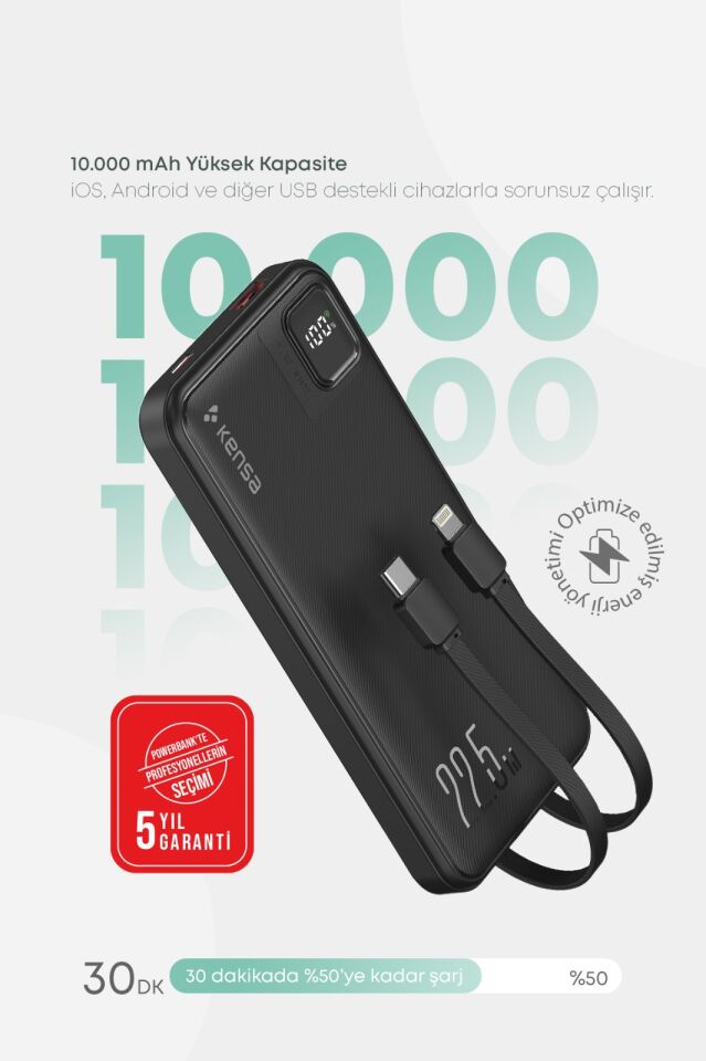 10.000 mAh Hızlı Şarj Powerbank