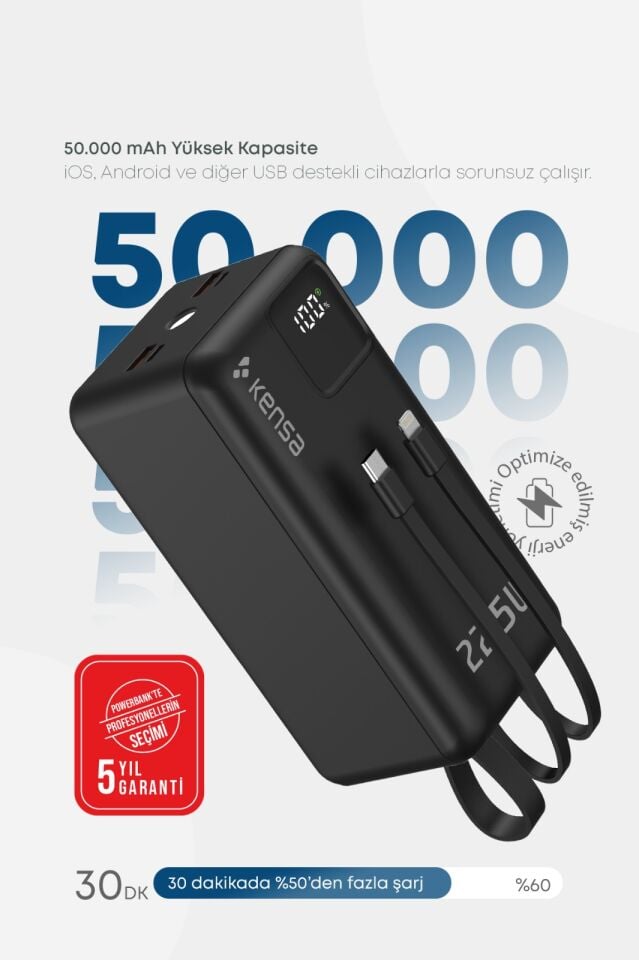 50.000 mAh Hızlı Şarj Powerbank