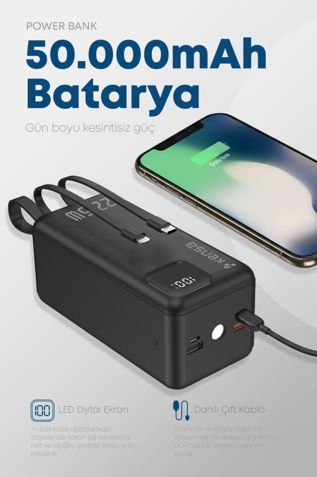 50.000 mAh Hızlı Şarj Powerbank