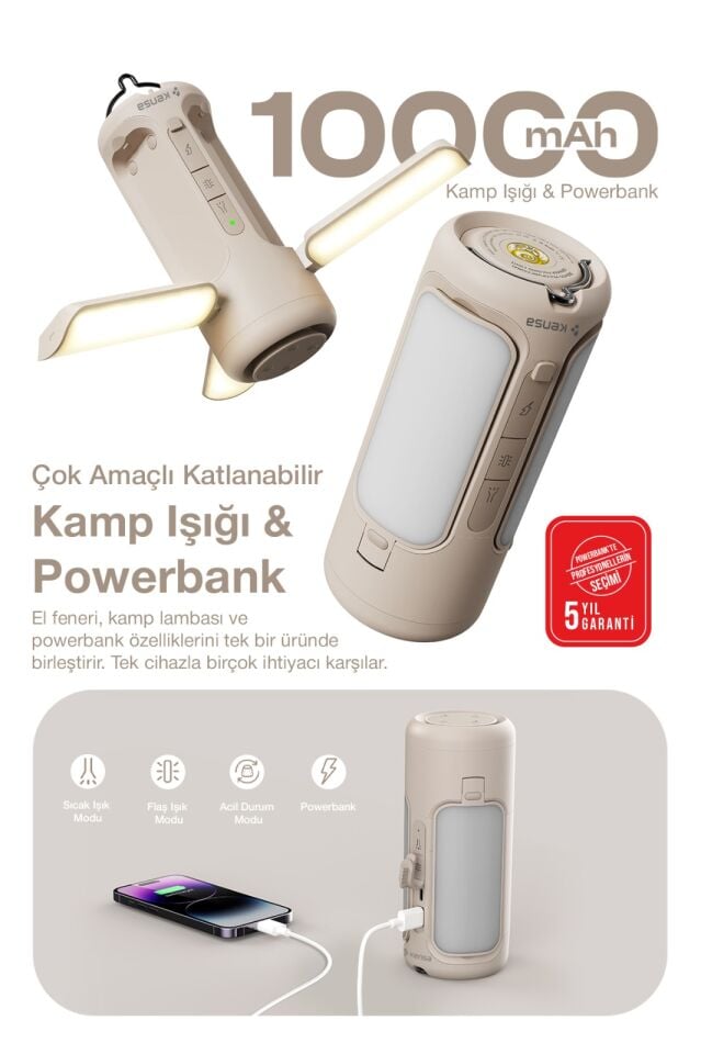 10.000 mAh LED Kamp Lambalı Powerbank