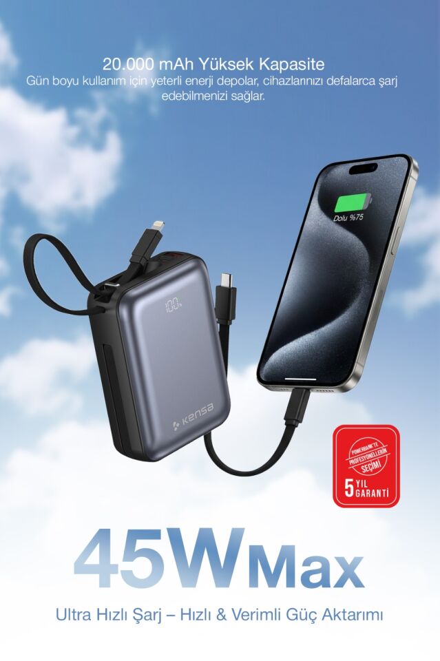 20.000 mAh 45W Hızlı Şarj Powerbank