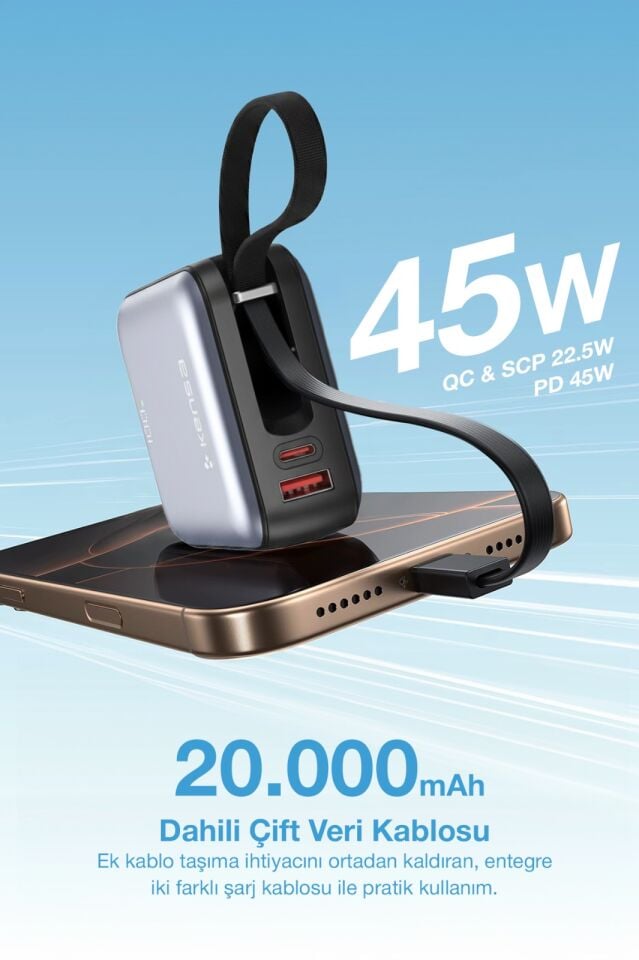 20.000 mAh 45W Hızlı Şarj Powerbank