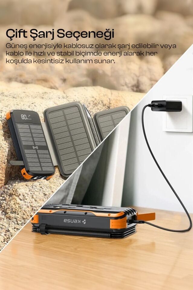 20.000 mAh  Güneş Enerjili Powerbank