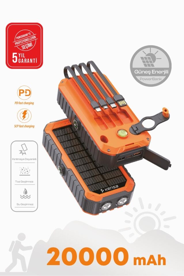 20.000 mAh  Güneş Enerjili Powerbank