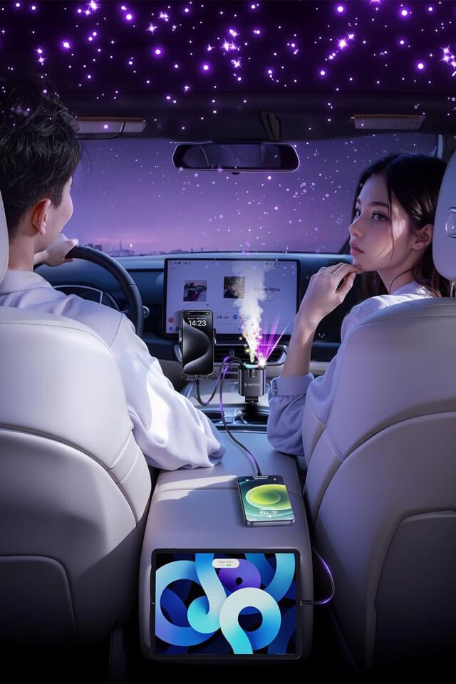 45W Işıklı ve Kokulu Araç Şarj Cihazı