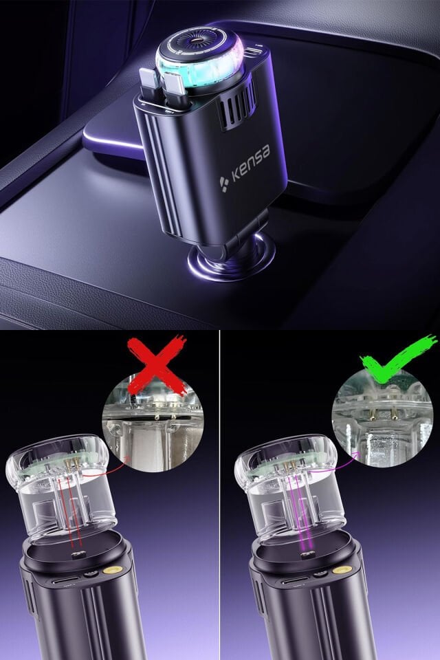 45W Işıklı ve Kokulu Araç Şarj Cihazı