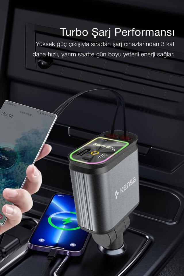 100W LED Atmosfer Işıklı Araç Şarj Cihazı