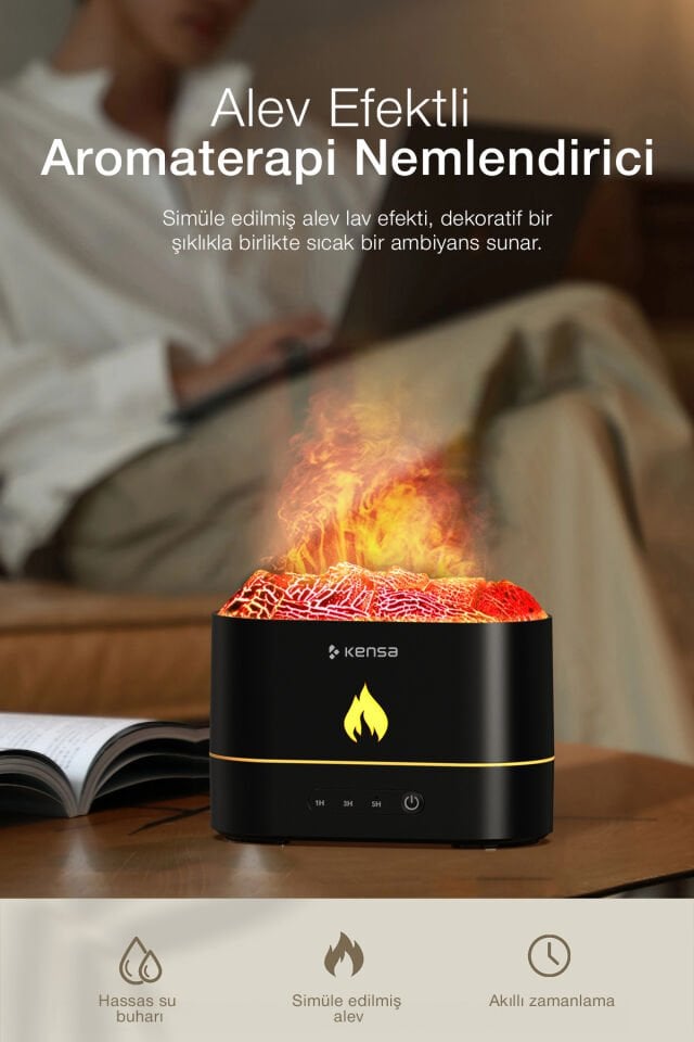 Alev Görünümlü Aromaterapi & Hava Nemlendirici