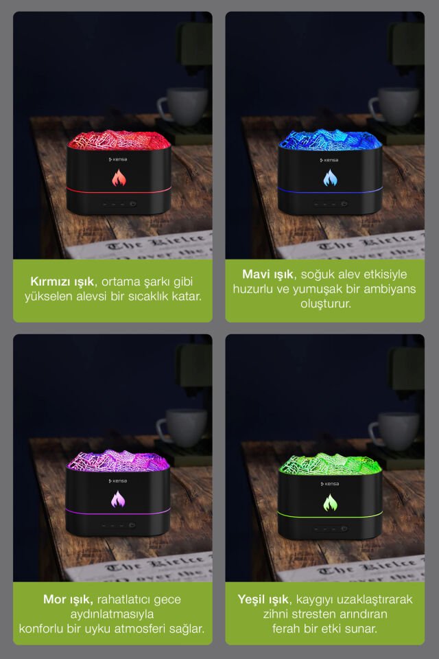 Alev Görünümlü Aromaterapi & Hava Nemlendirici