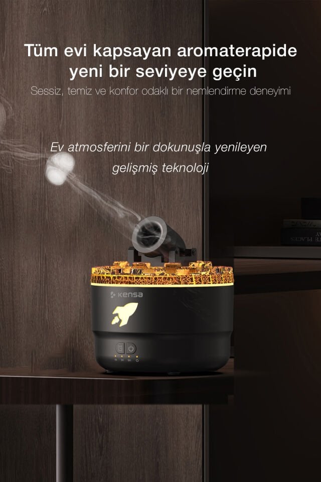 Volkanik Işıklı Ultrasonik Aromaterapi Difüzör