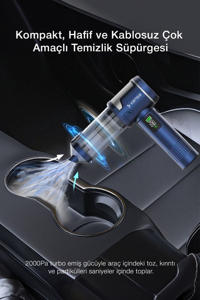 2000PA 100W Kablosuz Araç Süpürgesi